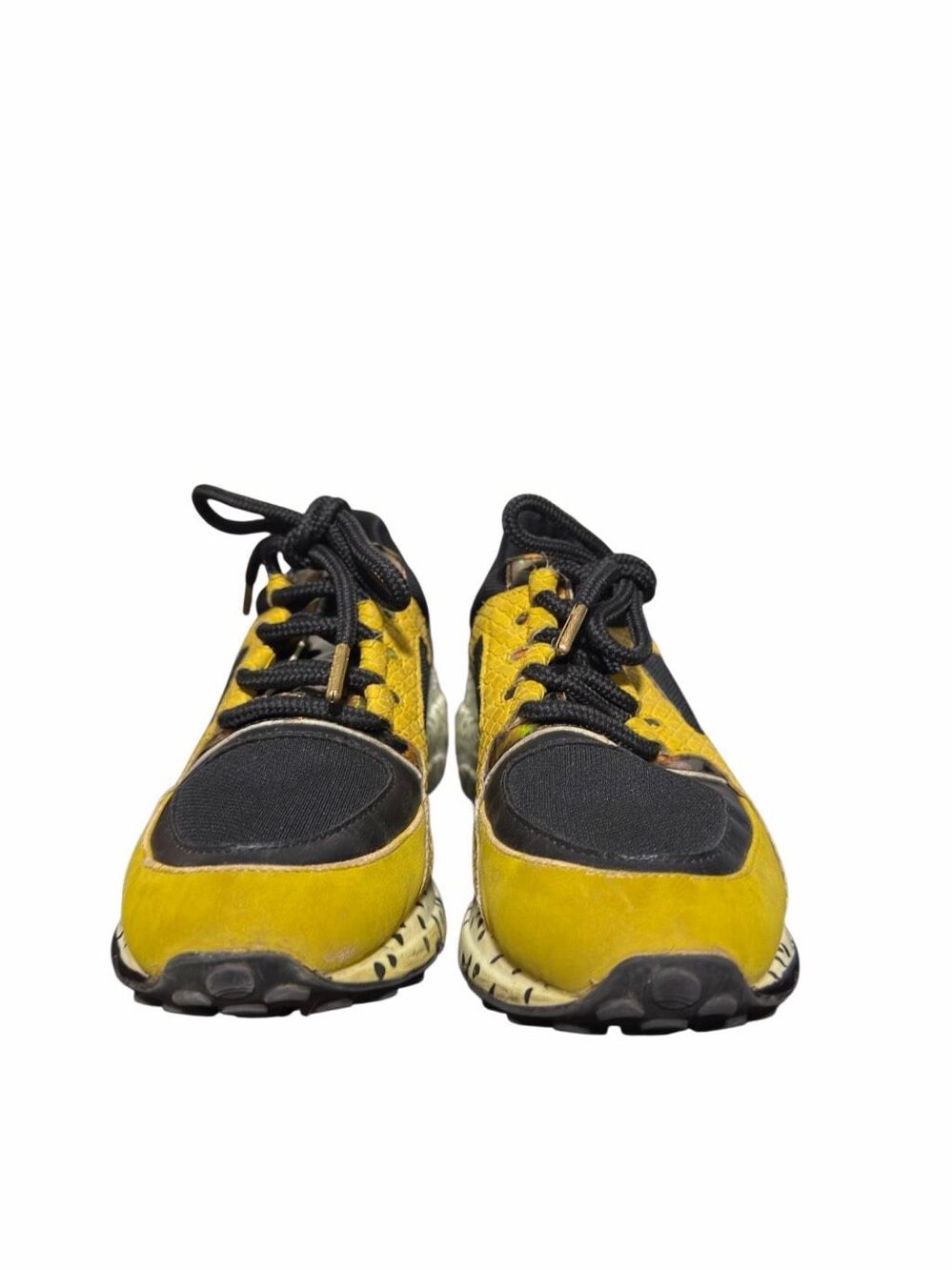 Steve Madden Cliff Women's Yellow & Black Leather Wedge Sneaker /Shoes Size 6.5M - Picture 3 of 8